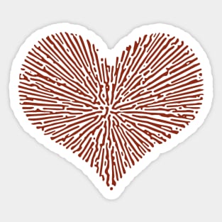 Turing Pattern Sunburst Love Heart (Red) Sticker